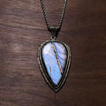 Handmade Labradorite Pendant – Natural Crystal Vintage Necklace (size 25*35mm)